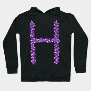 Lavender Letter H Hand Drawn in Watercolor and Ink Hoodie